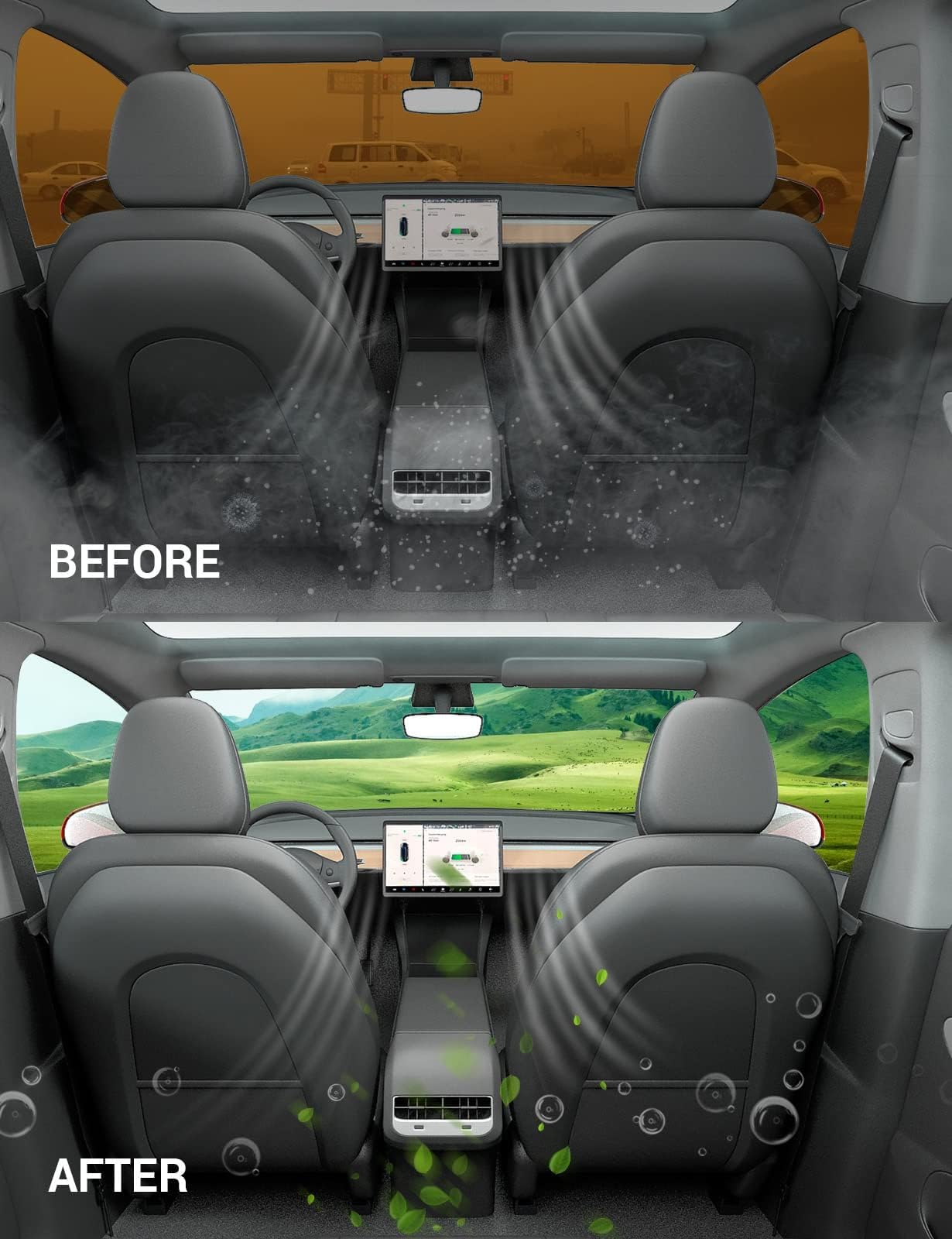BASENOR Tesla Model Y HEPA Filter Tesla Model Y Komplettset 4teilig