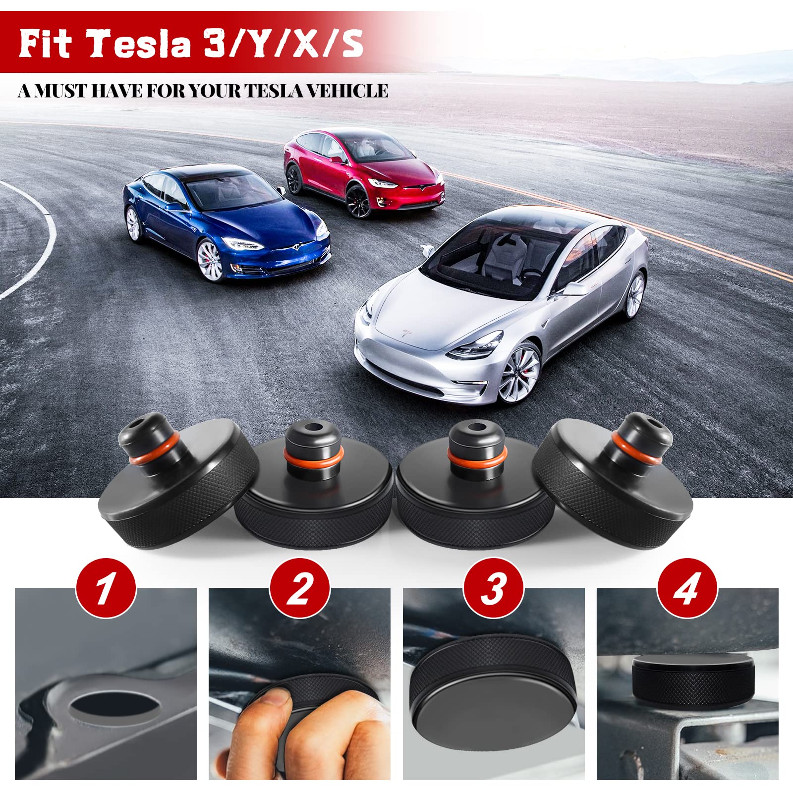 4 Gummiauflagen Wagenheber-Pads Für Tesla Model 3/Y/X/S – Jack Lift Pad Satz 4 Gummiauflagen Wagenheber-Pads Für Tesla Model 3/Y/X/S – Jack Lift Pad Satz
