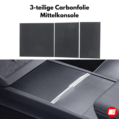Carbon Folie für Tesla Model 3 (Highland) Mittelkonsole (3-teilig)