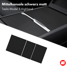 Laden Sie das Bild in den Galerie-Viewer, Matt schwarze Folie für Tesla Model 3 (Highland) Mittelkonsole (3-teilig)
