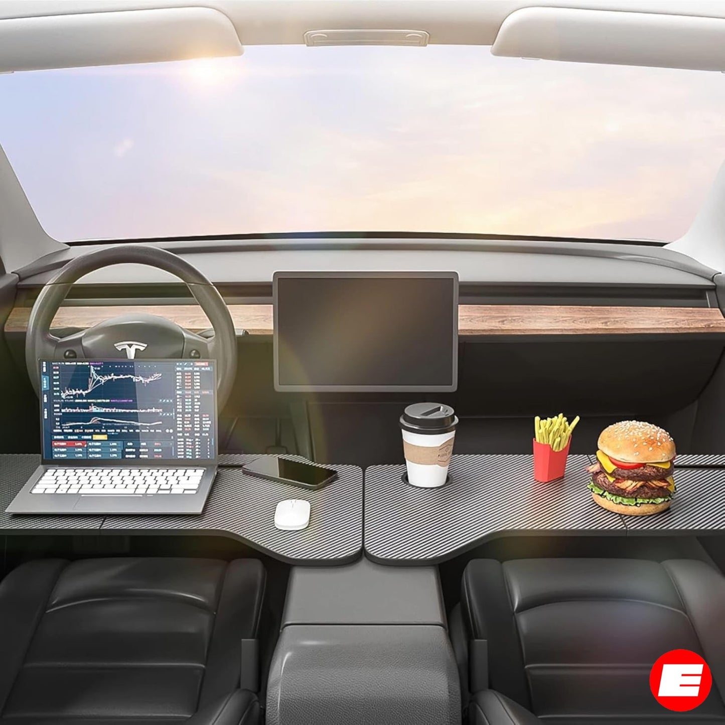 Klappbarer Arbeitstisch (verbesserte Version) für Tesla Model 3 (Pre-Facelift+Highland) und Tesla Model Y