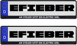 Am Steuer sitzt ein Electric Girl! - Kennzeichenhalter (Paar) - EURO Norm 520x110