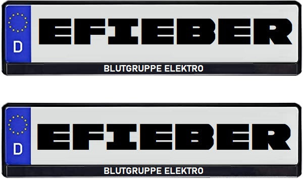 Blutgruppe ELEKTRO - Kennzeichenhalter (Paar) - EURO Norm 520x110