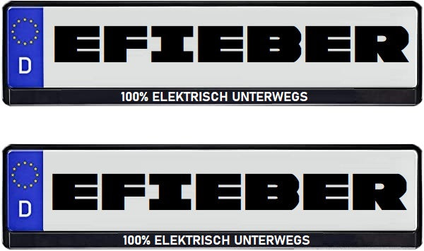 100% Elektrisch Unterwegs - Kennzeichenhalter (Paar) - EURO Norm 520x110